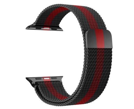 Металевий ремінець Hoco iWatch WA03 milanese steel 38, 40, 41mm black and red Металевий ремінець Hoco iWatch WA03 milanese steel 38, 40, 41mm black and red