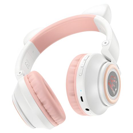 Белые наушники Borofone BO18 Cat Ear беспроводные накладные
