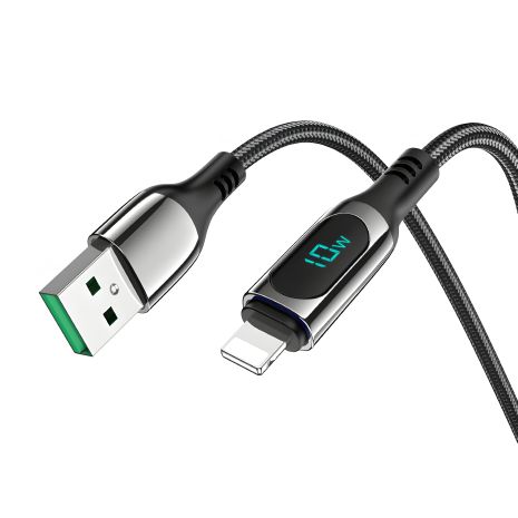 Hoco S51 кабель з дисплеєм USB до Lightning 1.2m чорний