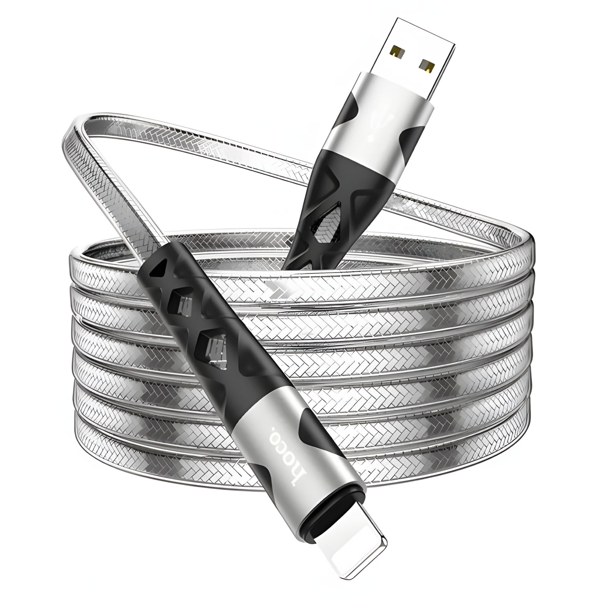 Кабель Hoco U105 Lightning to USB 1.2m сріблястий Кабель Hoco U105 Lightning to USB 1.2m сріблястий