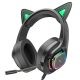 Ігрові навушники Hoco W107 Cute Cat Ear (дротові), USB, 3.5mm, 2m, Black-Green Ігрові навушники Hoco W107 Cute Cat Ear (дротові), USB, 3.5mm, 2m, Black-Green