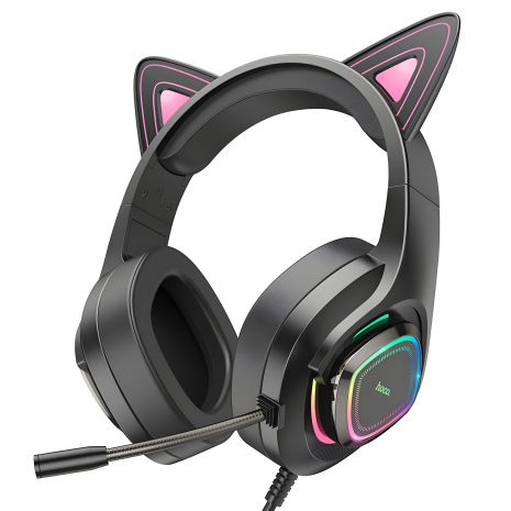 Hoco W107 Cute Cat Ear навушники, ігрові, рожевий