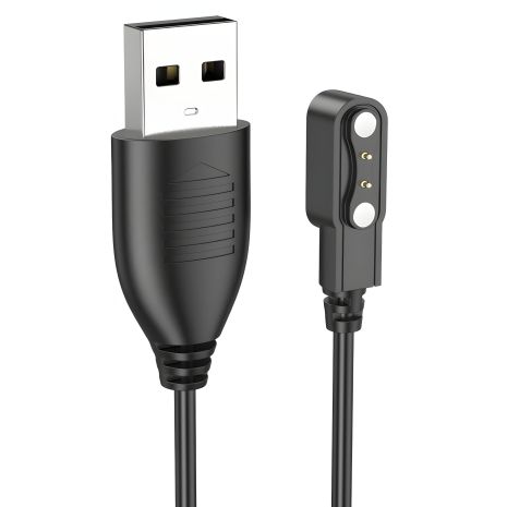 Универсальный USB кабель 2 pin (2.8 x 9 мм) магнитный для смарт часов, черный