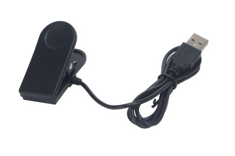 Універсальний USB кабель для смарт годинника, прищіпка (2 pin) 7 mm чорний