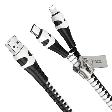 Hoco U97 2-in-1 Type-C/Lightning to USB Cable 1m чорно-білий