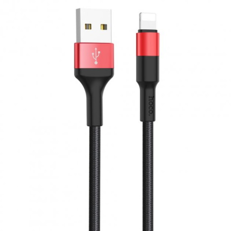 Кабель Hoco X26 USB to Lightning 1m чорно-червоний