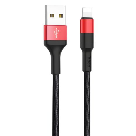 Кабель Hoco X26 Lightning to USB 1m червоно-чорний