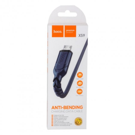 Кабель Hoco X59 USB to MicroUSB 1m синій