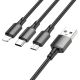 Кабель USB Borofone 3-in-1 BX72 IP+Type-C+Micro Чорний