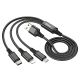 1m чорний кабель Hoco X76 3в1 USB to Type-C/Lightning/MicroUSB