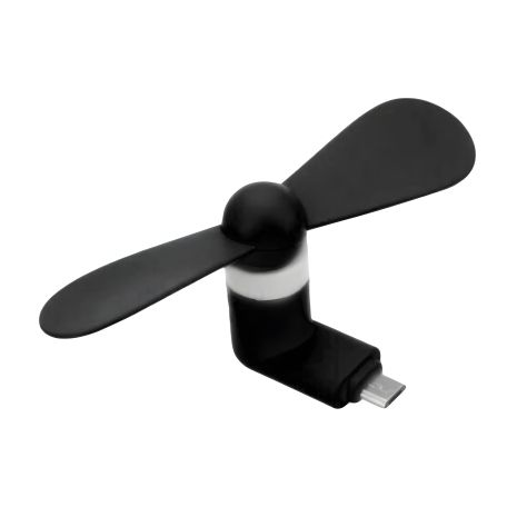Черный MicroUSB мобильный вентилятор, для телефона, повербанка, ноутбука