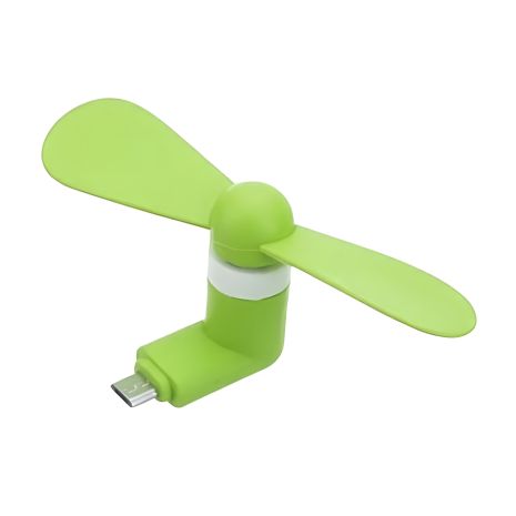 Мобільний вентилятор з MicroUSB, зелений, від телефону/повербанка/ноутбука