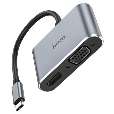 Мультіадаптер хаб Hoco HB30 Type-C to USB 3.0 (F) / VGA (F) / Type-C (F) PD 100W 4в1 0.15m Мультіадаптер хаб Hoco HB30 Type-C to USB 3.0 (F) / VGA (F) / Type-C (F) PD 100W 4в1 0.15m