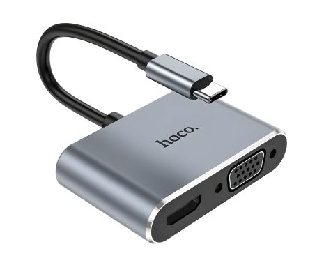 Мультиадаптер хаб 2в1 Hoco HB29 Type-C на HDMI (F)/ VGA (F) 0.15m