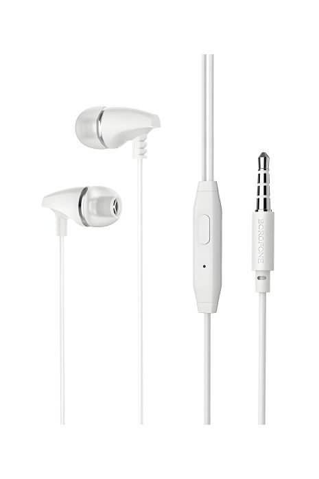 Белые вакуумные наушники с микрофоном Borofone BM25