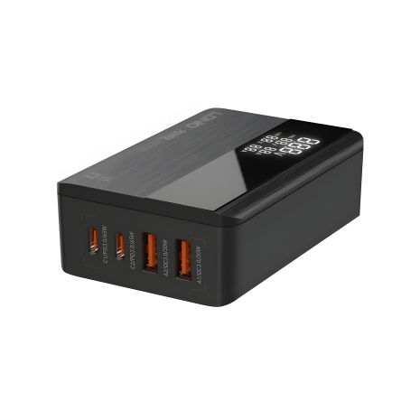 Сетевое Зарядное Устройство LDNIO A4808Q 2 USB/ Type-C QC PD 65W c дисплеем черное