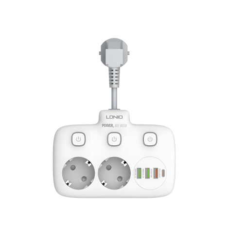 Сетевой Удлинитель LDNIO SE2435 2 EU ports /1 PD/1 QC/2 auto ID Белый