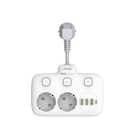 Сетевой Удлинитель LDNIO SE2435 2 EU ports /1 PD/1 QC/2 auto ID Белый