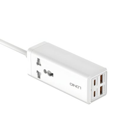 Мережевий подовжувач LDNIO SC1418 Power Strip білого кольору з PD/QC 65W