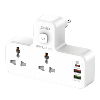 Перехідник мережевий з нічником LDNIO SC2311 2 порти/1PD/1 QC 3.0/1 USB/ 2 контакта/ Led лампа Білий