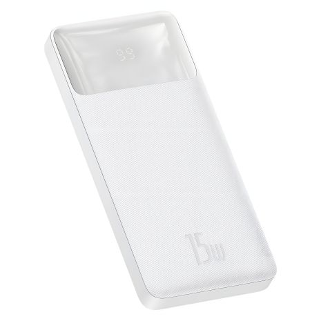 Повербанк Baseus PPDML-I Bipow 15W 10000 mAh Out: 2USB + QC3.0 Type-C: 5V/3A Max 15W/In: Micro 5В/2А (10W), Type-C 5В/3А (15W) з Дисплеєм, White