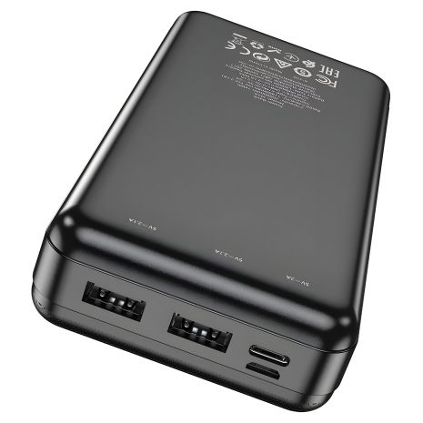 Повербанк Hoco J91A 20000 mAh (2USB 5V/2A | In: Type-C, micro-USB), LED, black