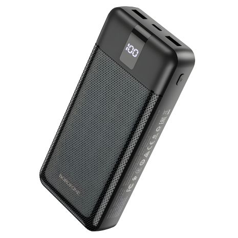 Повербанк Borofone BJ20A (20000 mAh/Out: 2USB, micro, Type-C, Lightning 5V/2A/In: Type-C, micro-USB, USB, 5V/2A) з LED Дисплеєм, Чорний