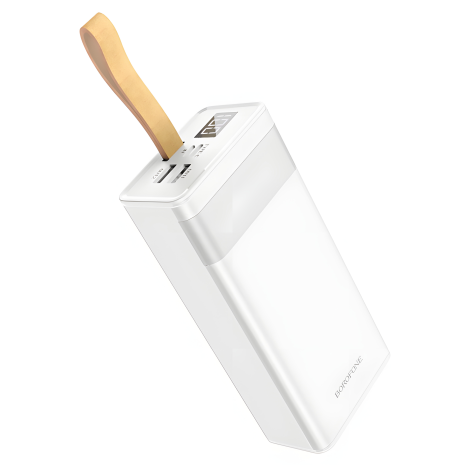 Повербанк Borofone BJ18A Coolmy (30000 mAh / Out: 2USB 5V/2A / In: Type-C, micro-USB 5V/2A) с LED дисплеем и функцией настольной лампы, Белый