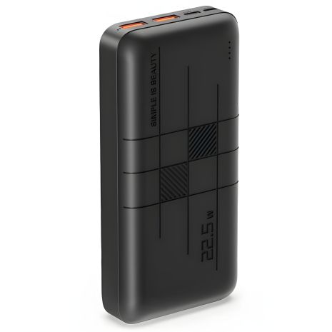Повербанк XO PR188 (20000mAh, 2USB-A 22.5W QC3.0, Type-C PD 20W, micro-USB, Type-C 18W) з LED, чорний