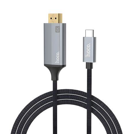 Адаптер перехідник Hoco UA13 4K Type-C to HDMI 1.8m темно-сріблястий Адаптер перехідник Hoco UA13 4K Type-C to HDMI 1.8m темно-сріблястий