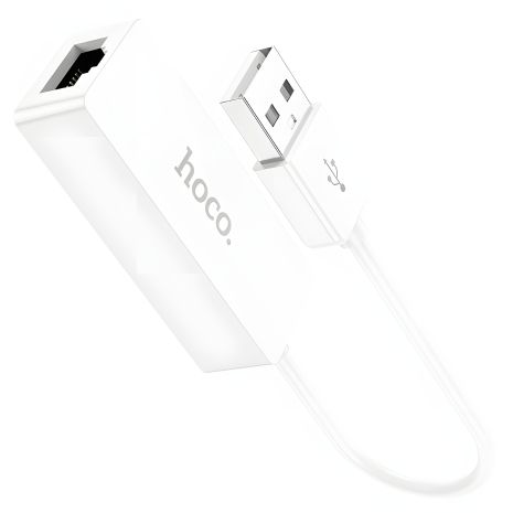 Адаптер Hoco UA22 LAN 100 Mbps (переходник USB to RJ45 (F) / Ethernet) 0.145m белый Адаптер Hoco UA22 LAN 100 Mbps (переходник USB to RJ45 (F) / Ethernet) 0.145m белый
