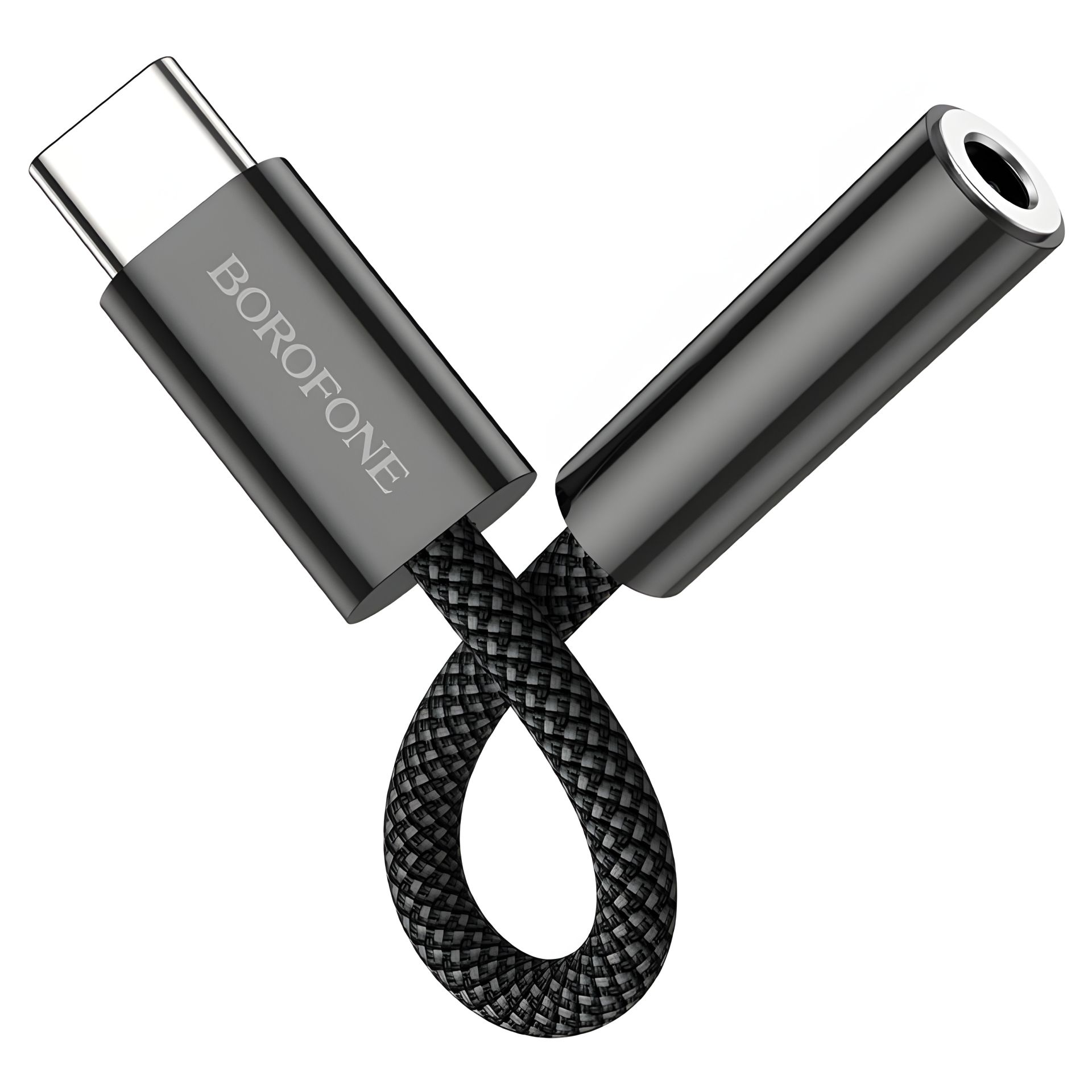 Аудіо конвертер перехідник Type-C to Jack 3.5 (F) 0.1m чорний Borofone BV15 адаптер Аудіо конвертер перехідник Type-C to Jack 3.5 (F) 0.1m чорний Borofone BV15 адаптер