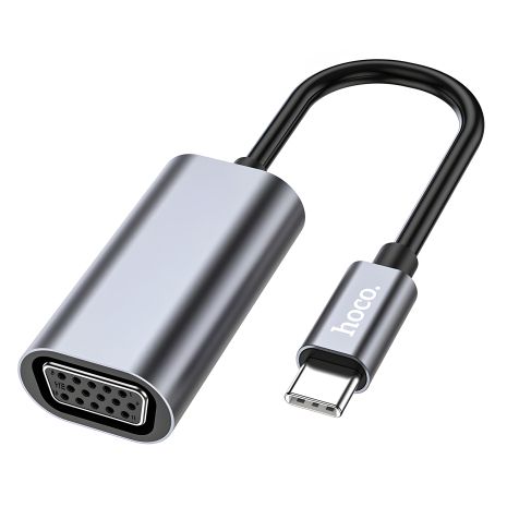 Адаптер VGA (F) перехідник Hoco UA21 Type-C 0.13m чорно-сріблястий Адаптер VGA (F) перехідник Hoco UA21 Type-C 0.13m чорно-сріблястий