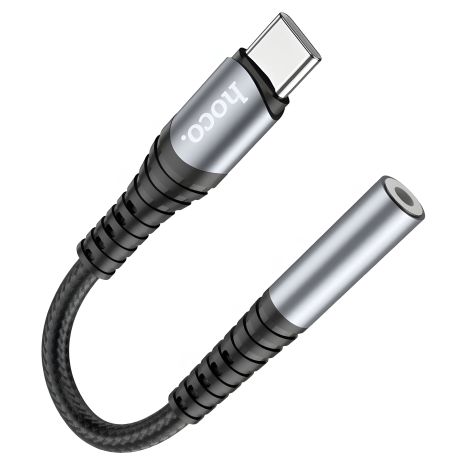 Адаптер Hoco LS33 Type-C (to Jack 3.5 (F)) аудіо конвертер 0.12m чорно-сріблястий Адаптер Hoco LS33 Type-C (to Jack 3.5 (F)) аудіо конвертер 0.12m чорно-сріблястий