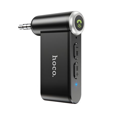 Bluetooth автомобільний адаптер Hoco E58, AUX, mic, BT5.0, 10m, 140mAh, 8h, чорний