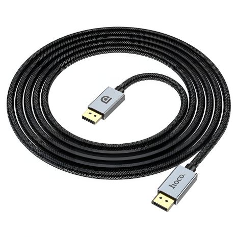 Кабель DisplayPort Hoco US04 - 1m v1.4 8K Ultra HD з нейлоновою оплеткою та позолоченими конекторами, чорний