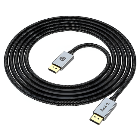 Кабель DisplayPort Hoco US04 - 1m v1.4 8K Ultra HD з нейлоновою оплеткою та позолоченими конекторами, чорний