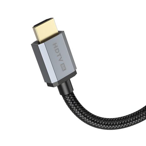 Кабель HDMI Hoco US03 - 1m v2.1 8K Ultra HD с нейлоновой оплёткой и позолоченными коннекторами, чёрный Кабель HDMI Hoco US03 - 1m v2.1 8K Ultra HD с нейлоновой оплёткой и позолоченными коннекторами, чёрный