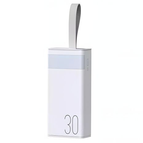 Повербанк Remax RPP-320 (30000mAh / Out: 2xUSB-A 22.5W QC3.0, Type-C PD 20W / In: micro-USB, Type-C 20W ) с LED Дисплеем и фонариком, Белый