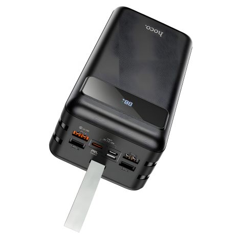 Повербанк Hoco J86B (60000mAh, 4xUSB-A 22.5W QC3.0, Type-C PD 20W, Lightning, micro-USB, Type-C 18W, LED Дисплей, ліхтарик, Чорний)