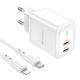 Зарядка Borofone BN9 Reacher PD/QC (2 USB-C), адаптер на 35W Type-C to Type-C, белый