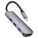 Hoco HB27 USB Hub Type-C multi-converter (HDMI+USB3.0+USB2.0*2+PD), металл серый Hoco HB27 USB Hub Type-C multi-converter (HDMI+USB3.0+USB2.0*2+PD), металл серый