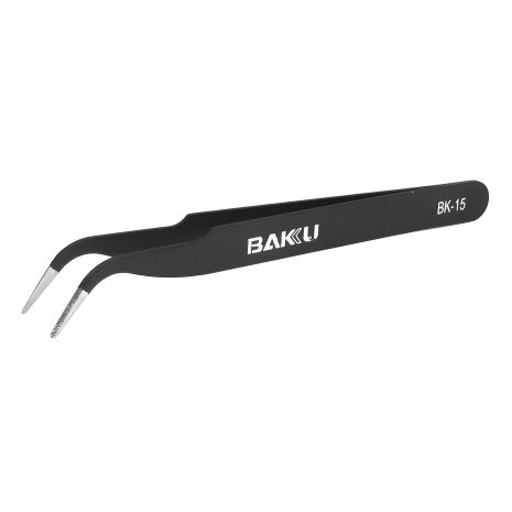 Пінцет вигнутий Baku BK-15 ESD із чорним покриттям антистатичним