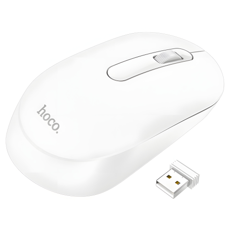 Hoco GM14 миша, бездротова, 2.4G передавач + Bluetooth 5.0, 3 кнопки + вибір DPI, білий Hoco GM14 миша, бездротова, 2.4G передавач + Bluetooth 5.0, 3 кнопки + вибір DPI, білий