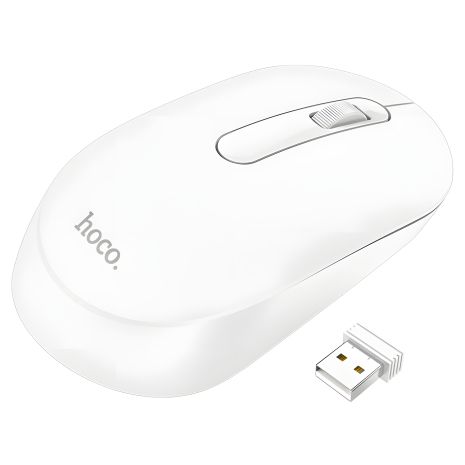 Hoco GM14 миша, бездротова, 2.4G передавач + Bluetooth 5.0, 3 кнопки + вибір DPI, білий Hoco GM14 миша, бездротова, 2.4G передавач + Bluetooth 5.0, 3 кнопки + вибір DPI, білий