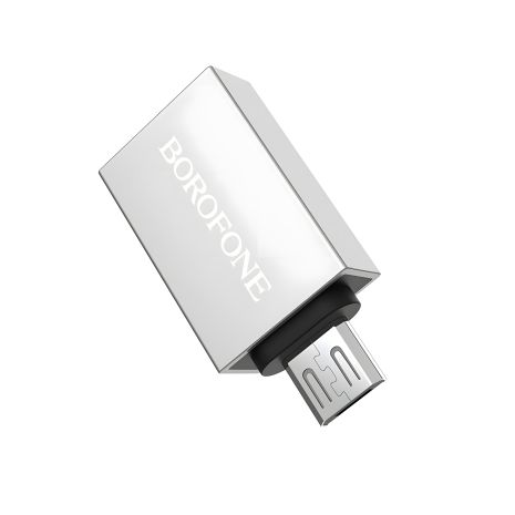 Borofone BV2 MicroUSB to USB 3.0 (F) адаптер, серебристый