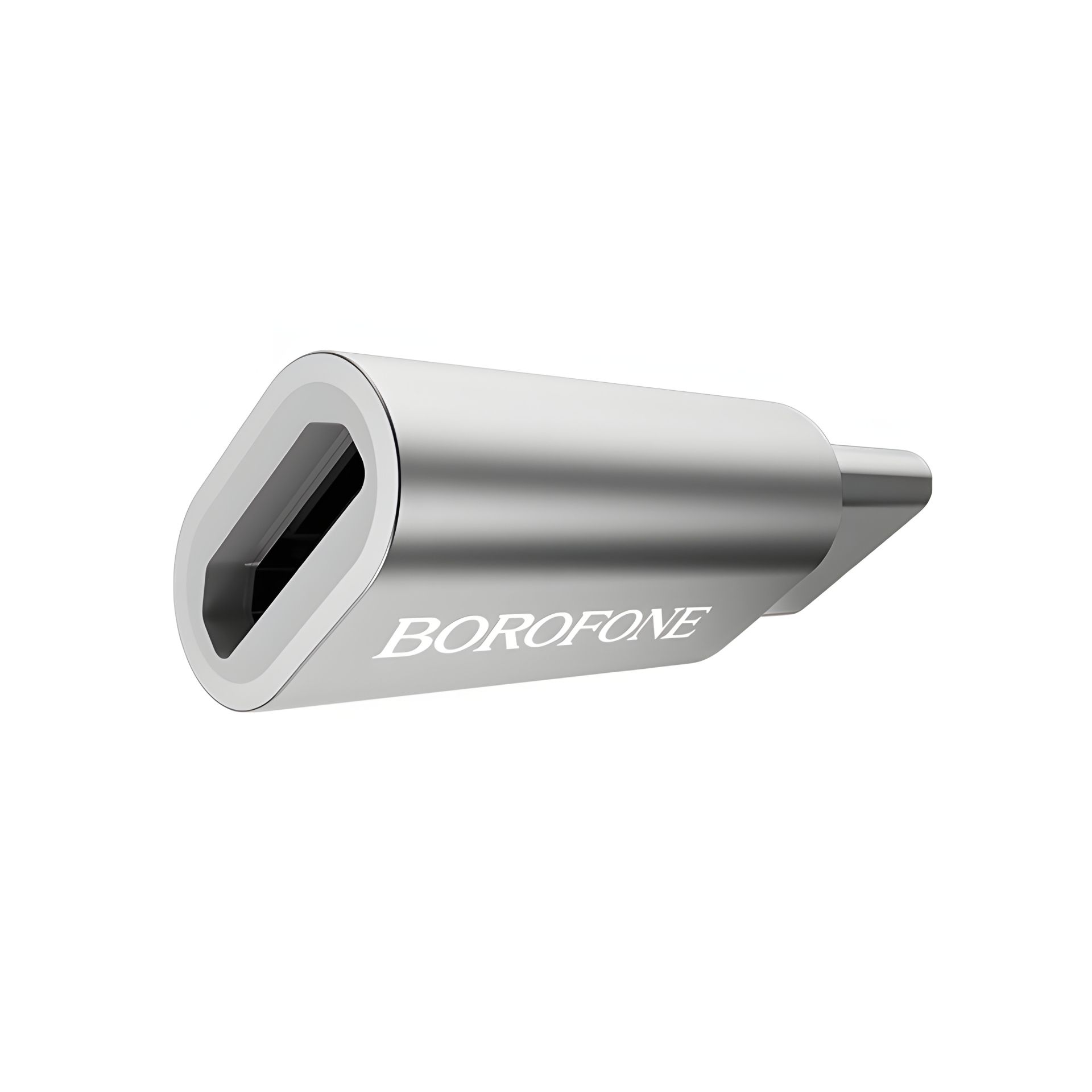 Адаптер Borofone BV4 Type-C (to MicroUSB (F)) перехідник сріблястий Адаптер Borofone BV4 Type-C (to MicroUSB (F)) перехідник сріблястий
