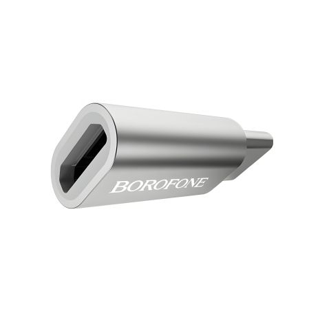 Адаптер Borofone BV4 Type-C (to MicroUSB (F)) перехідник сріблястий Адаптер Borofone BV4 Type-C (to MicroUSB (F)) перехідник сріблястий