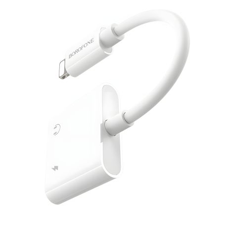Аудіо адаптер Borofone BV11 2в1 Lightning to 2 Lightning (F) 0.124m білий