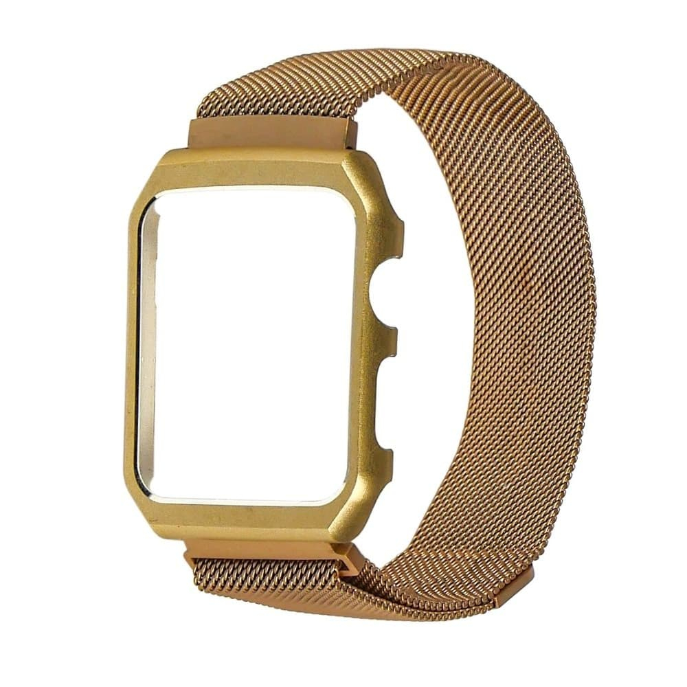 Ремінець Міланська петля із захисною рамкою для Apple Watch 44mm золотистий Ремінець Міланська петля із захисною рамкою для Apple Watch 44mm золотистий